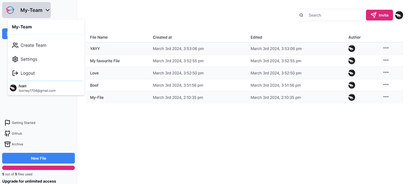 A Eraser.io Clone with authentication, a database with users and their corresponding files, as well as the ability to draw and write text on a workspace.
